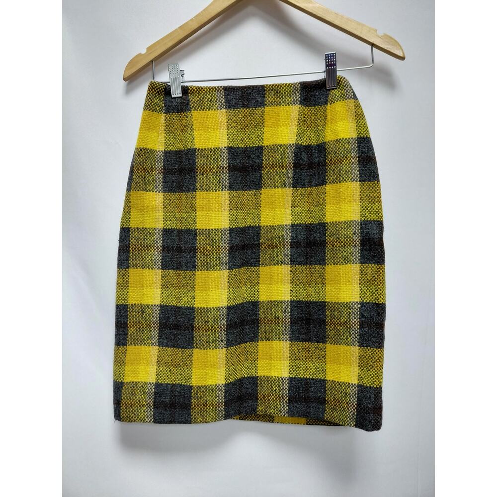 Country Set Wool Plaid Skirt Yellow Regular Size 7